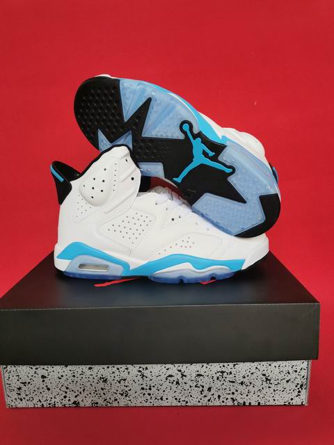 Air Jordan 6 Men's Basketball Shoes White Blue-016 - Click Image to Close